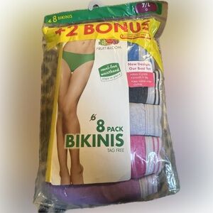 Fruit of the Loom Womens New Bikini Underwear 8-Pack - Blue, Gray, Pink